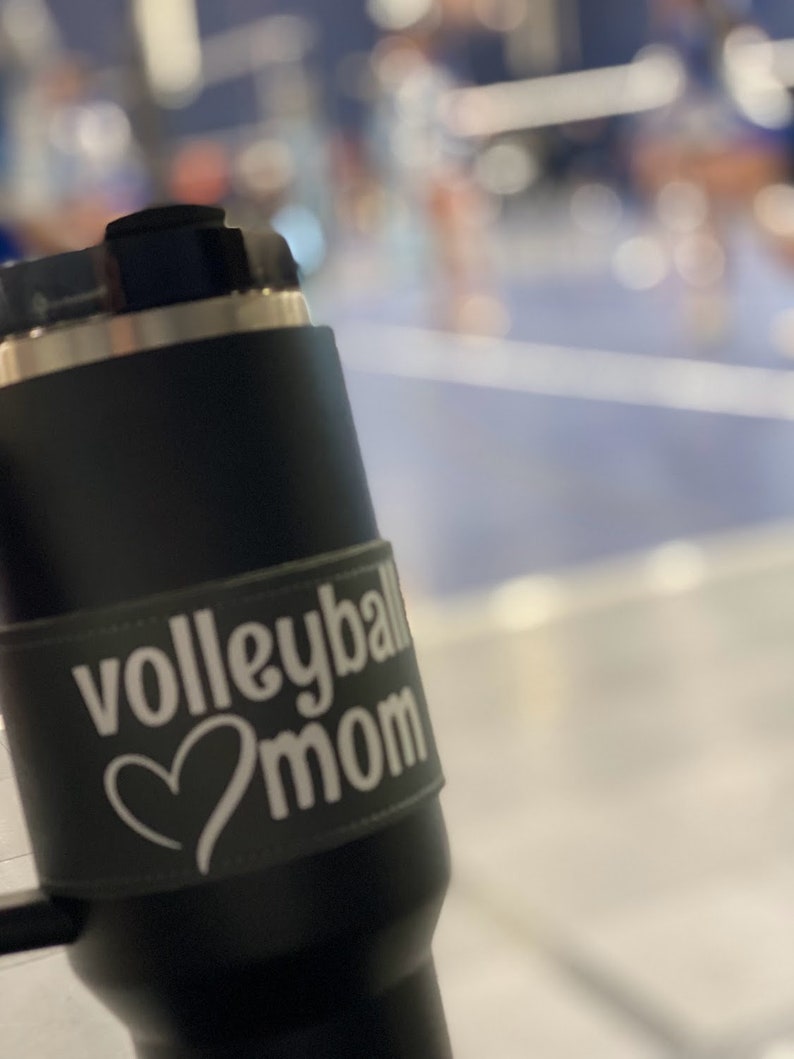 sports tumbler sleeves. Stanley accessory gift for mom. faux leather insulated cup wrap. sports mom gift choose the sport. Mother's Day gift image 8