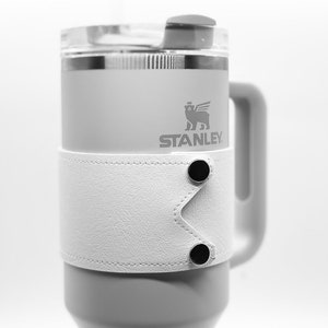 tumbler sleeves. Stanley accessory with keychain. faux leather insulated cup wrap. 30oz or 40oz size. image 8
