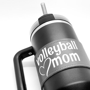 sports tumbler sleeves. Stanley accessory gift for mom. faux leather insulated cup wrap. sports mom gift choose the sport. Mother's Day gift image 6