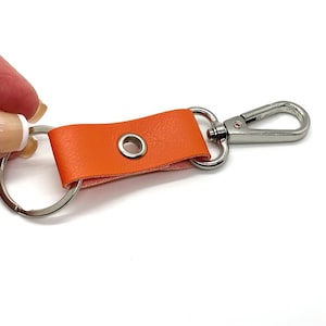 keychain clip and key ring. purse accessory zipper pull. faux leather silver finish image 2