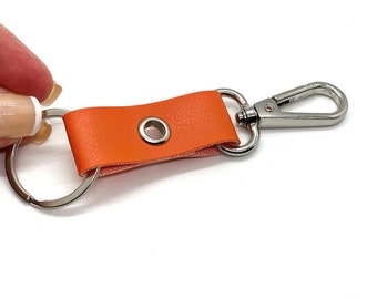 keychain clip and key ring. purse accessory zipper pull. faux leather silver or gold finish.