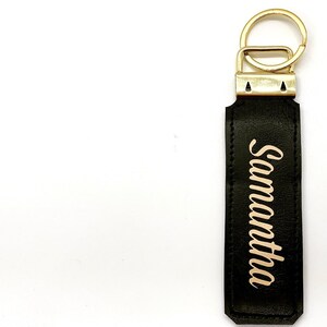 photo keychain personalized three of your images your memories. option to add name. faux leather key strap. black and white or color. image 10