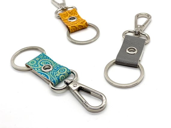 Keychain Clip and Key Ring. Purse Accessory Zipper Pull. Faux Leather  Silver or Gold Finish. 