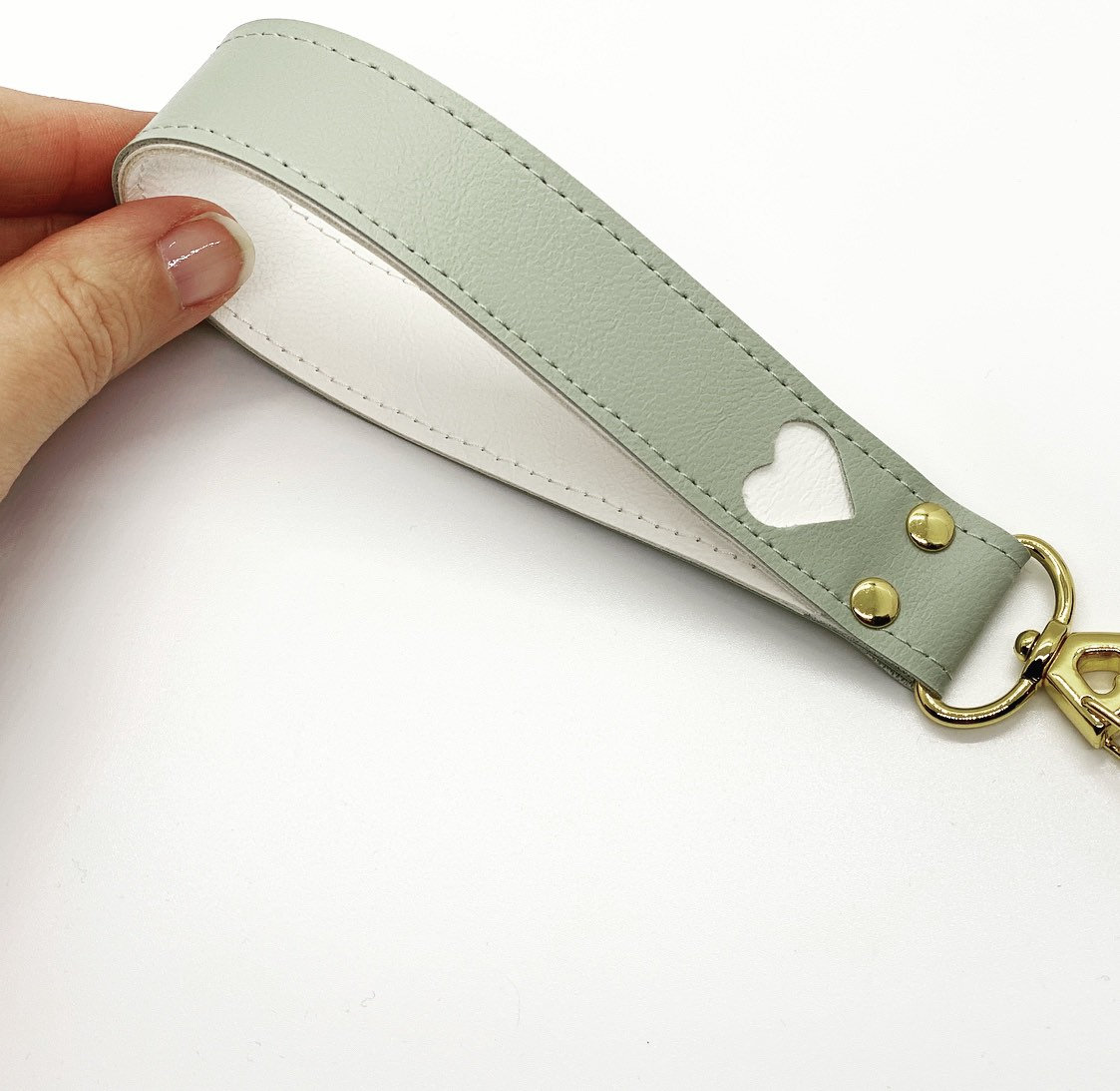 Sage mint green key fob wristlet. faux leather keychain with Etsy