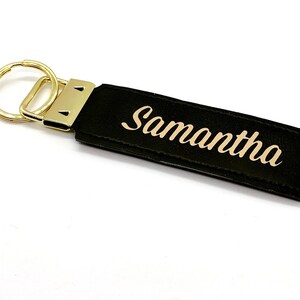 photo keychain personalized three of your images your memories. option to add name. faux leather key strap. black and white or color. image 3