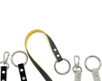 key leash. purse key finder. faux leather key keeper. choose color combos front and back. key tether, key minder, key lanyard wristlet.