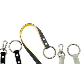 key leash. purse key finder. faux leather key keeper. choose color combos front and back. key tether, key minder, key lanyard wristlet.