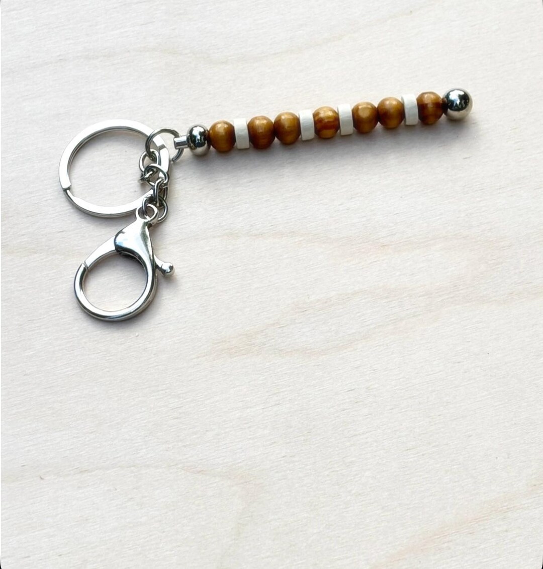 Bead Keychain Wood. Bar Style Key Chain With Options to Style Your Own ...