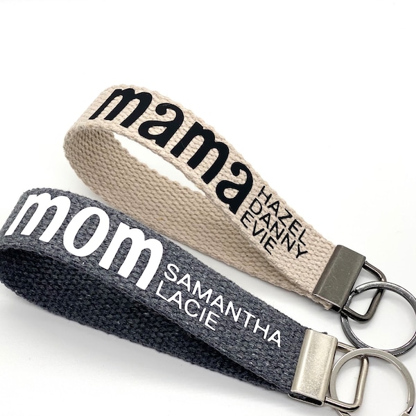 mama keychain wristlet personalized. mom mama mommy add kids names.