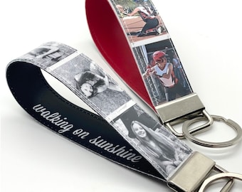 keychain wristlet photo booth reel. personalized six images. add name or custom saying. key lanyard. Christmas gift.