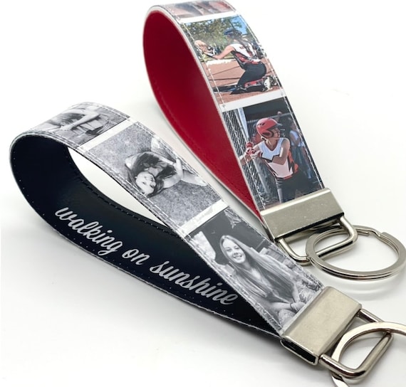 keychain wristlet photo booth reel. personalized six images. add name or custom saying. key lanyard. Christmas gift.