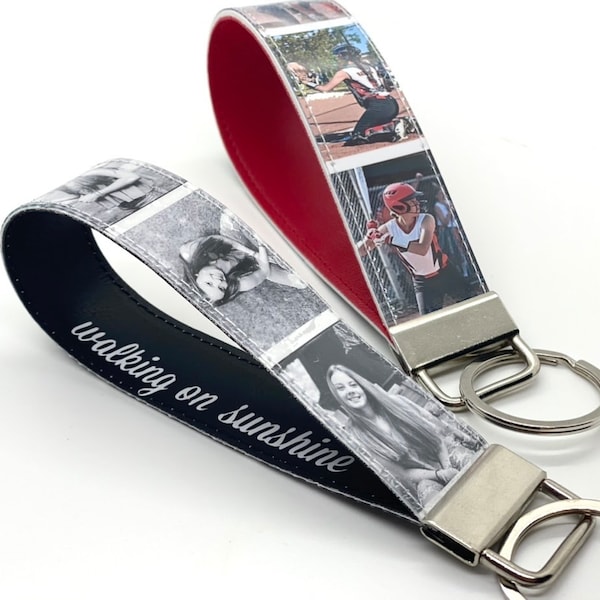 keychain wristlet photo booth reel. personalized six images. add name or custom saying. key lanyard. Christmas gift.