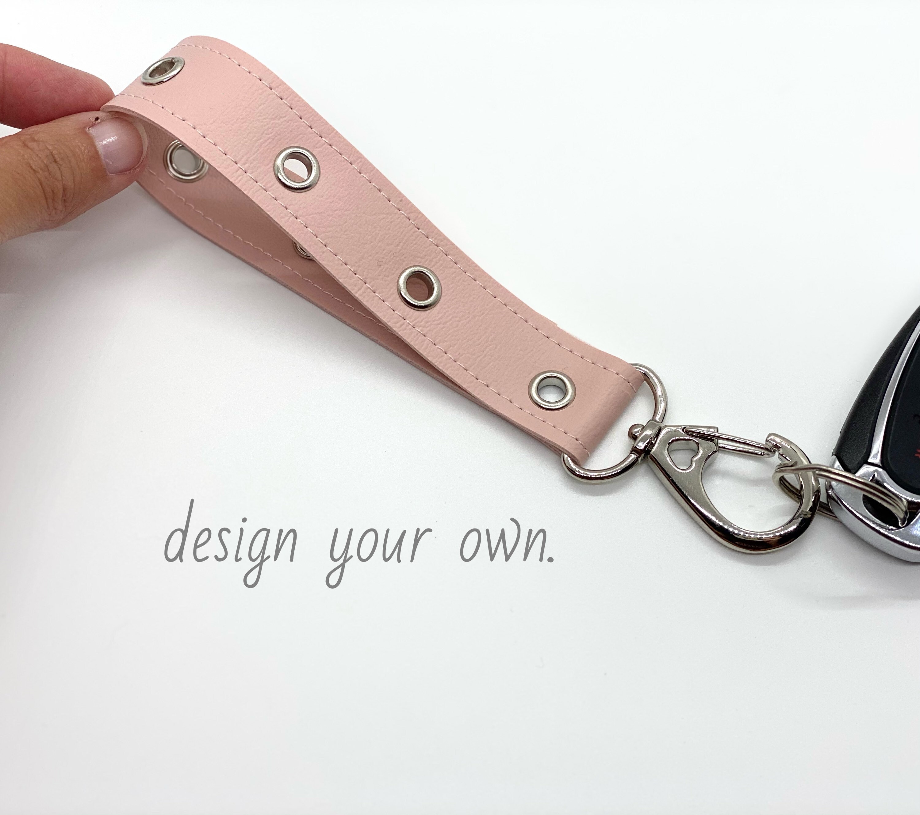 Keychain wristlet faux leather with eyelets. key fob choose Etsy