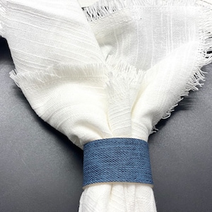 denim napkin rings faux leather. sold in sets.