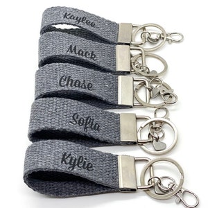 bridesmaids gift personalized keychain finger fob. color choices available. name key fob.