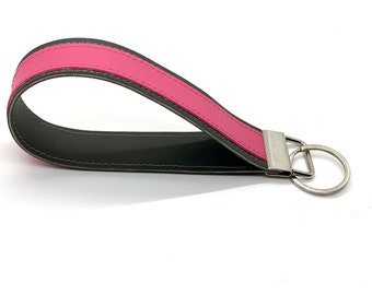 purse keychain strap. key wristlet lanyard. faux leather color block.