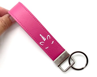 unicorn keychain wristlet lanyard. option to personalize. color choices.