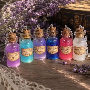 Custom Potion Necklace | Create Your Own | Halloween Costume Necklace | Magic Jewelry | Handmade Ren Faire | D&D Apothecary Witch Gift