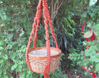 Rust 36 Inch No Beads Macrame Plant Hanger