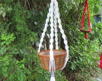 White Lavender 37 Inch No Beads Macrame Plant Hangers