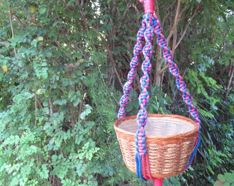 Royal Blue Raspberry 30 Inch No Beads Macrame Plant Hanger