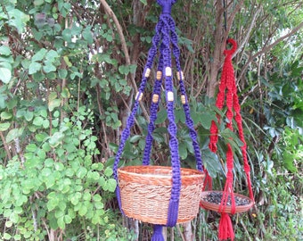 Purple 38 1/2 Inch Beads Macrame Plant Hanger