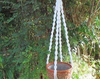 White 49 Inch No Beads Macrame Plant Hanger