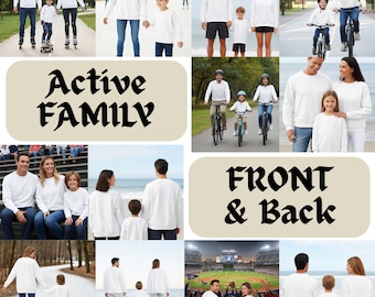 Family Sweatshirt Mockup Bundle: Outdoor Lifestyle Scenes | Front and Back (PNG)