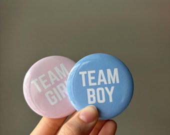 Gender Reveal Buttons | Team Girl and Team Boy | Baby Shower Decor