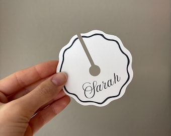 Modern Wine Glass Stem Name Tags | Squiggle Place Cards | Personalized Party Decor