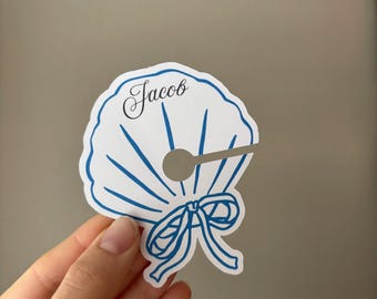 Seashell Wine Glass Stem Name Tags | Wedding Stem Place Cards | Reception Table Decor