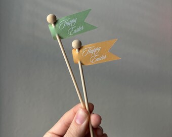 Happy Easter Drink Stirrers | Cocktail Sticks, Cupcake Toppers, Brunch Decor