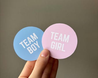 Gender Reveal Stickers | Team Boy, Team Girl Baby Shower Decor