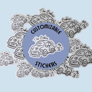 Custom Just Married Car Stickers | Personalized Wedding Date Favors