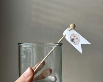 Custom Pet Photo Drink Stirrers | Personalized Dog Cat Cocktail Sticks | Party Decor