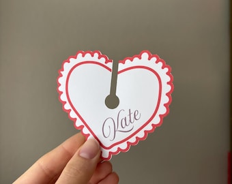 Heart Wine Glass Stem Name Tags | Valentines Day Place Card | Personalized Party Decor