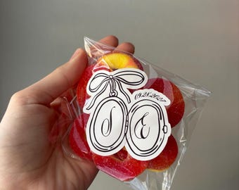 Personalized Wedding Treat Bags | Clear Favor Bags with Custom Stickers | Initials Locket