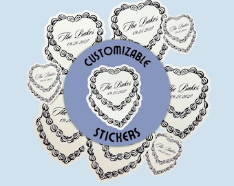 Custom Wedding Cake Stickers | Personalized Initials | Party Favors