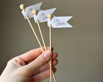 Wedding Flag Drink Stirrers | Personalized Wedding Cocktail Sticks, Party Bar Decor