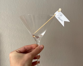 Personalized Wedding Cocktail Picks | Custom Martini Olive Stirrers, Charcuterie Flags