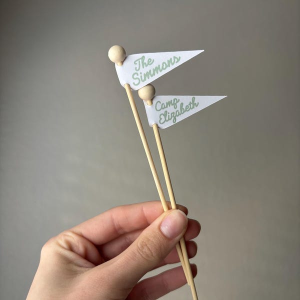 Custom Drink Stir Sticks with Flag | Personalized Name Cocktail Sticks, Party Bar Decor