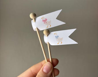 Vintage Goose Drink Stirrers | Pink Blue Duck Baby Shower Decor (Customizable)