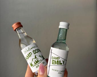 Camp Bachelorette Mini Bottle Stickers | Personalized Party Favors