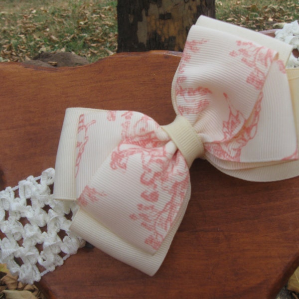 Baby Bow - SALE, Baby Headband - Infant Headband - Infant Bow - Girls Bow - Girls Headband - Toile Bow