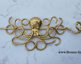 Bronze Octopus Barrette