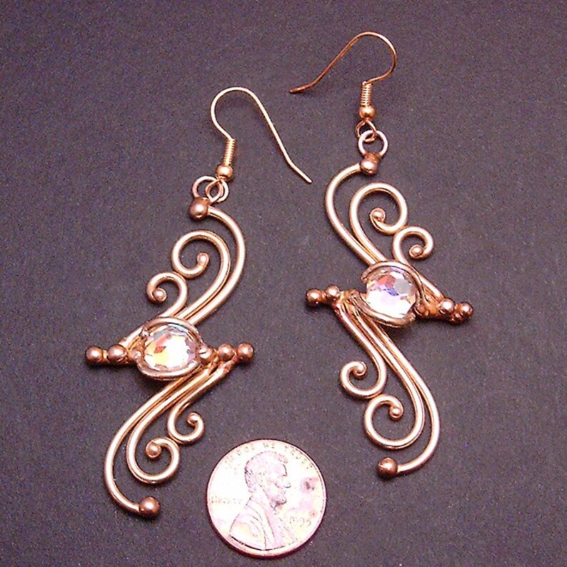 Bronze & Crystal Earrings dsn2 Etsy
