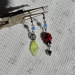Mismatched Whimsy Bug Dangle Earrings: Handmade Forest Fairy Accessory image 5