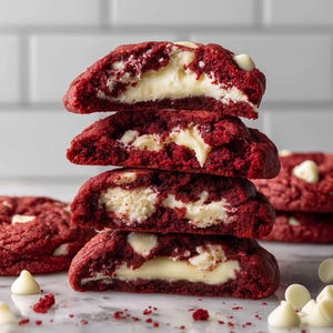 Red Velvet Cheesecake Stuffed Cookies Recipe | Thick NYC Bakery Style Cookies | Stuffed Cookies | Cookie Recipes | Gourmet Cookies | Baker