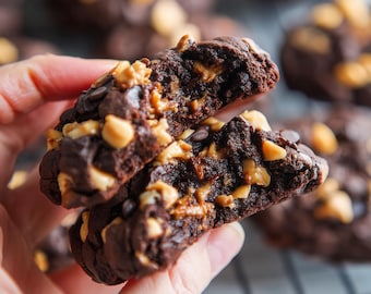 BEST RECIPE für dicke dunkle Schokolade Erdnussbutter Chip Cookies herunterladen.