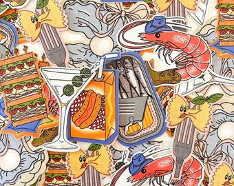 Pegatinas de vinilo de comida divertida
